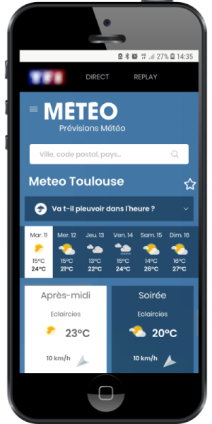 Exemple de site météo sur mesure et adapté aux différents supports