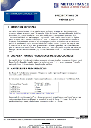 Rapport d'évènement pluvieux