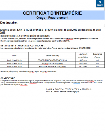 ATTESTATION DE FOUDROIEMENT Outre-Mer 1