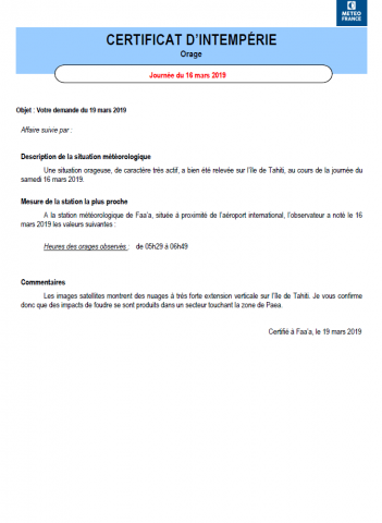 ATTESTATION DE FOUDROIEMENT Outre-Mer 2