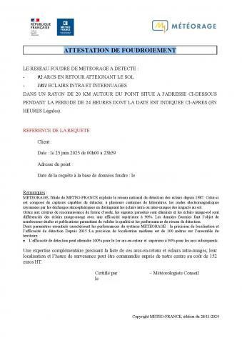 ATTESTATION DE FOUDROIEMENT