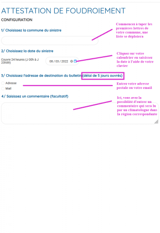 Aide au remplissage du formulaire