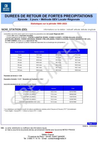 Durées de Retour Journalier 1/2