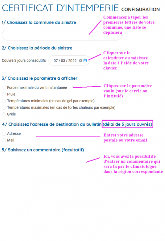 Aide au remplissage du formulaire