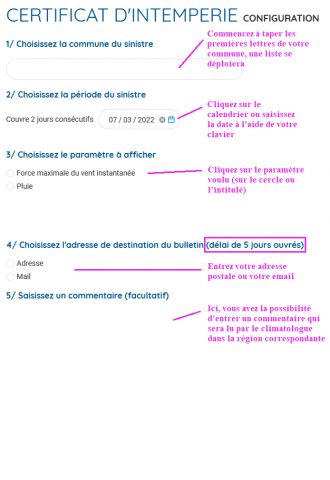 Aide au remplissage du formulaire